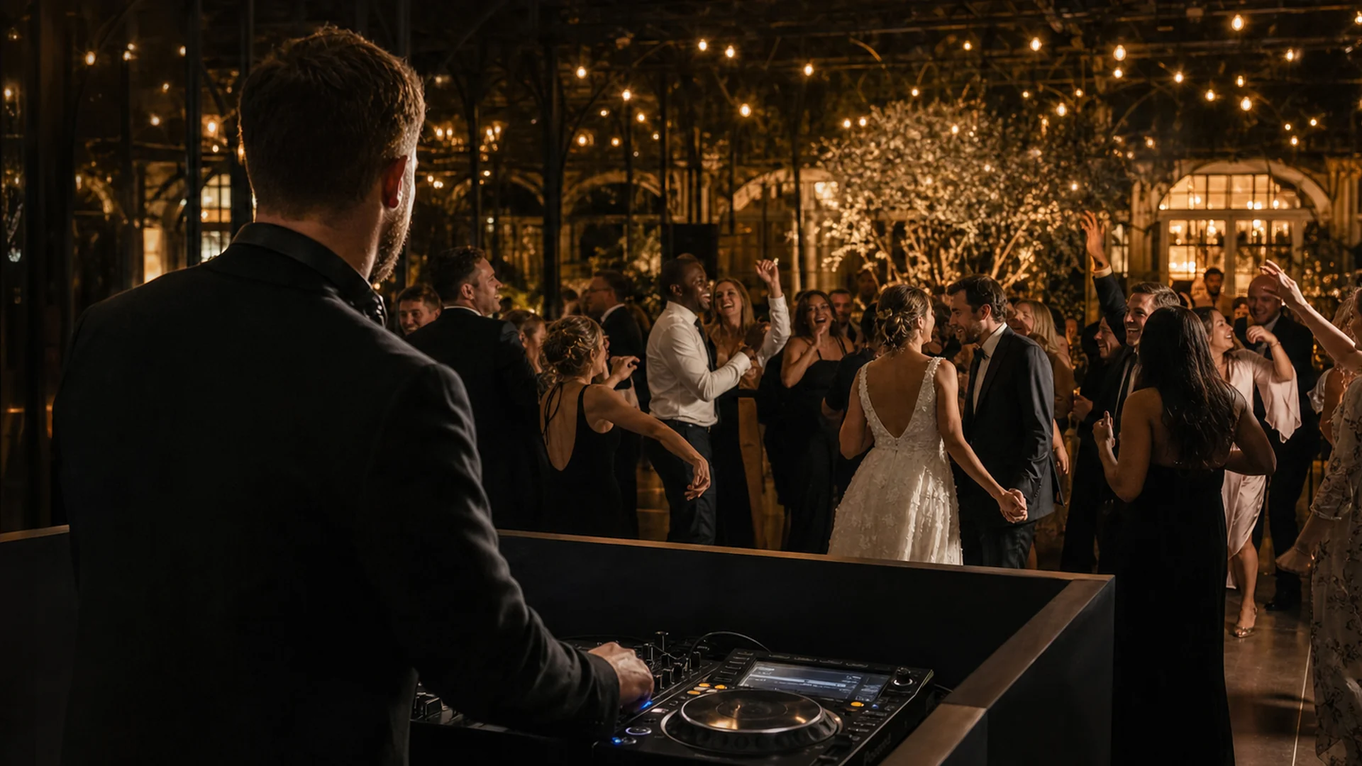 DJ animant une piste de danse lors d'un mariage